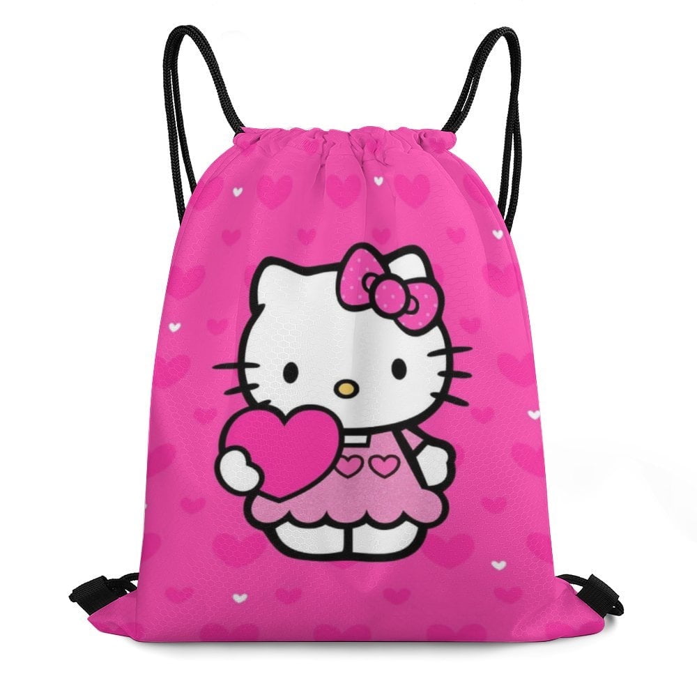 Hello Kitty Drawstring Backpack Water Resistant String Bag