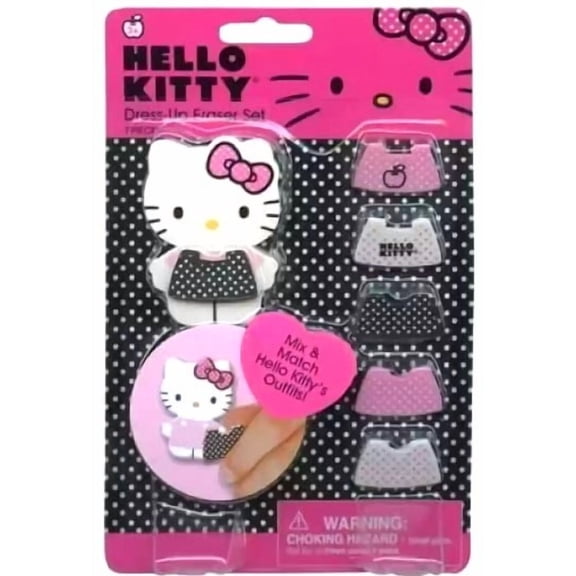 Hello Kitty Dress Up Eraser 7 pc Set - Black Dress