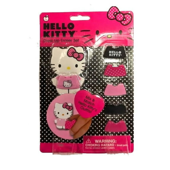 Hello Kitty Dress Up Eraser 7 pc Set - Pink Dress