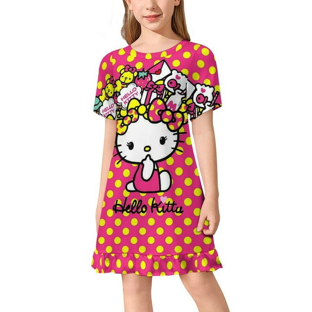 Hello Kitty Dress for Girls Cute Casual Dresses 120CM Hello Kitty Merch