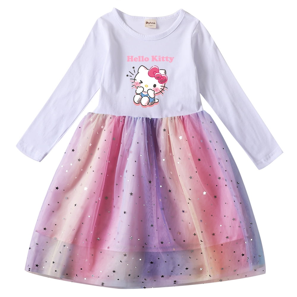 Hello Kitty Dresses Party Long Sleeve Costume Fall Dresses for Girls Teen Children's Prom Mesh ...