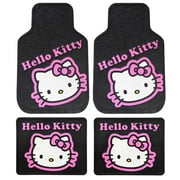 Hello Kitty Durable Collage Ultra Front & Rear Floor Mats, 17" x 27" / 17" x 14" - Pink, 4 Piece