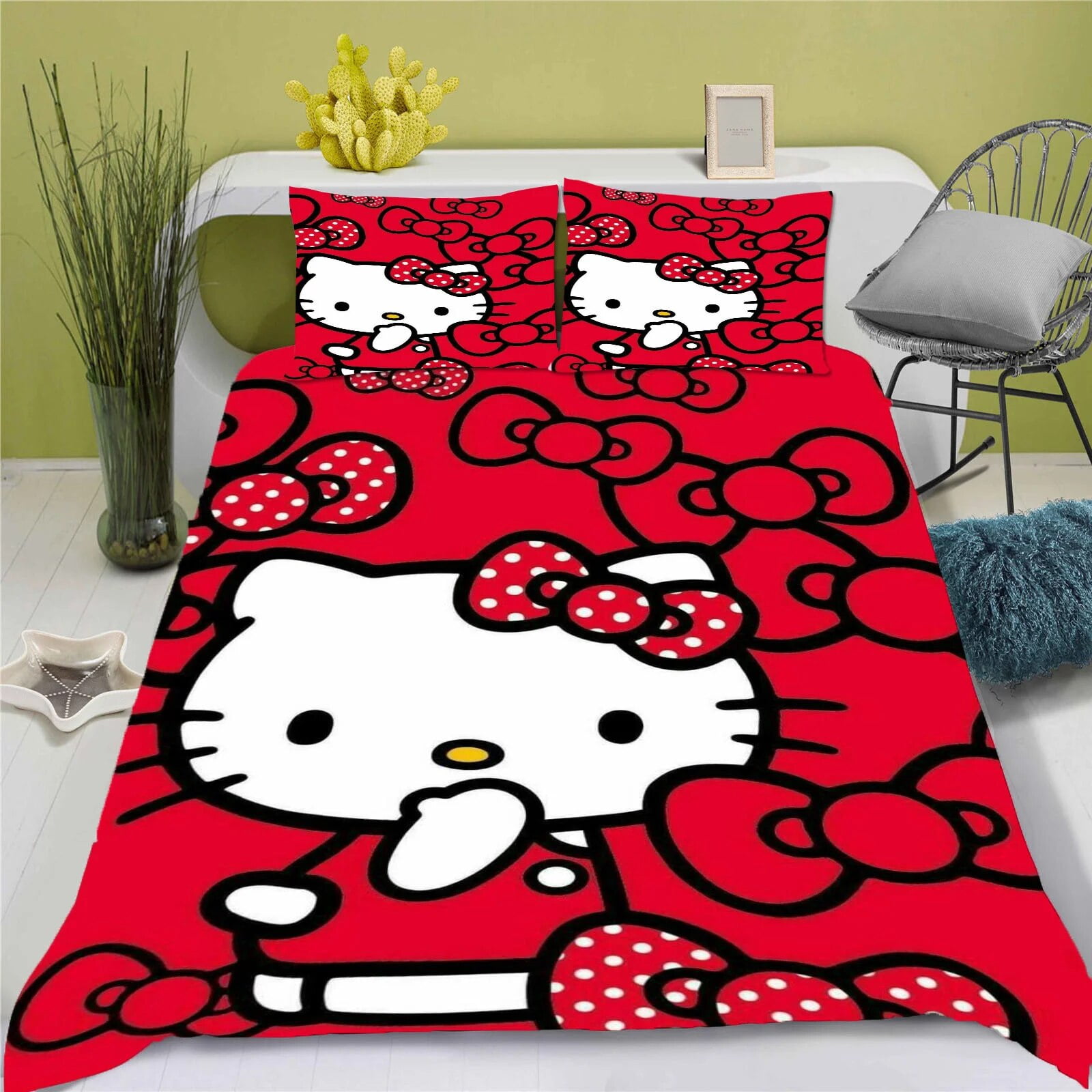 Hello Kitty Duvet Cover Luxury Bedding Set Children Grade A Printed Queen Size Home Modern