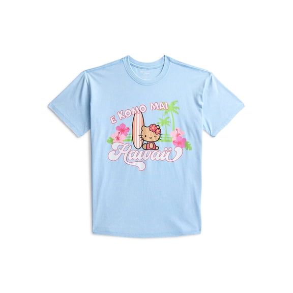 Hello Kitty Women's E Komo Mai Crop Tee with Short Sleeves, Sizes XXS-XXL
