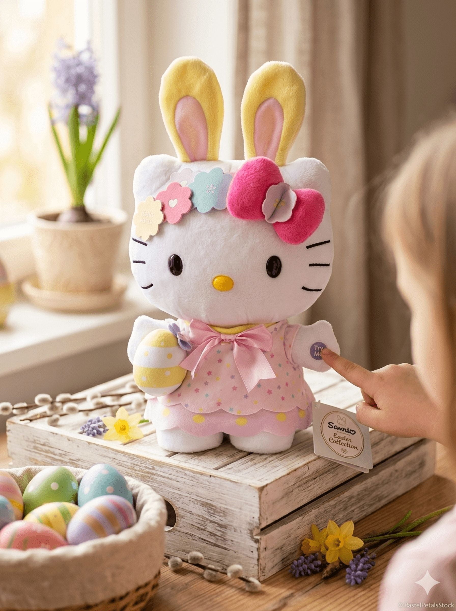 Hello Kitty Easter Bunny Animated Musical Dancing Side Stepper