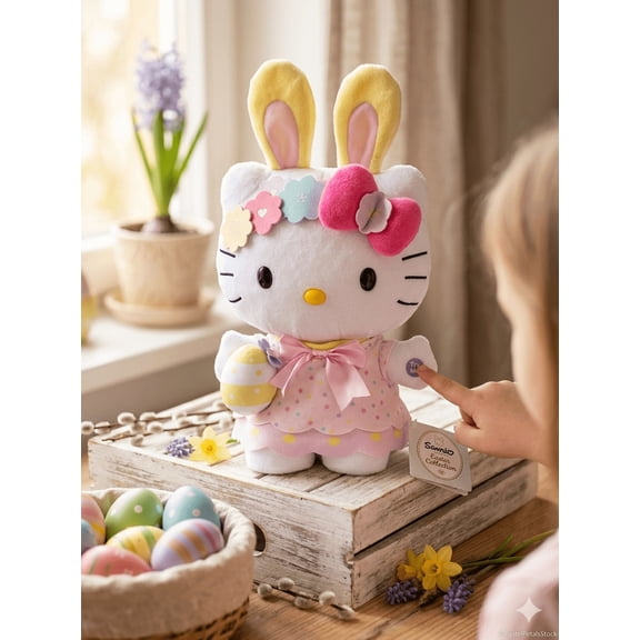 Hello Kitty Easter Bunny Animated Musical Dancing Side Stepper
