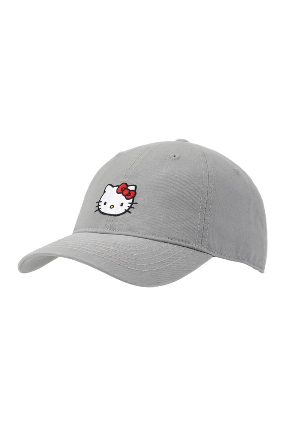 Hello Kitty Embroidered Character Gray Unstructured Baseball Cap