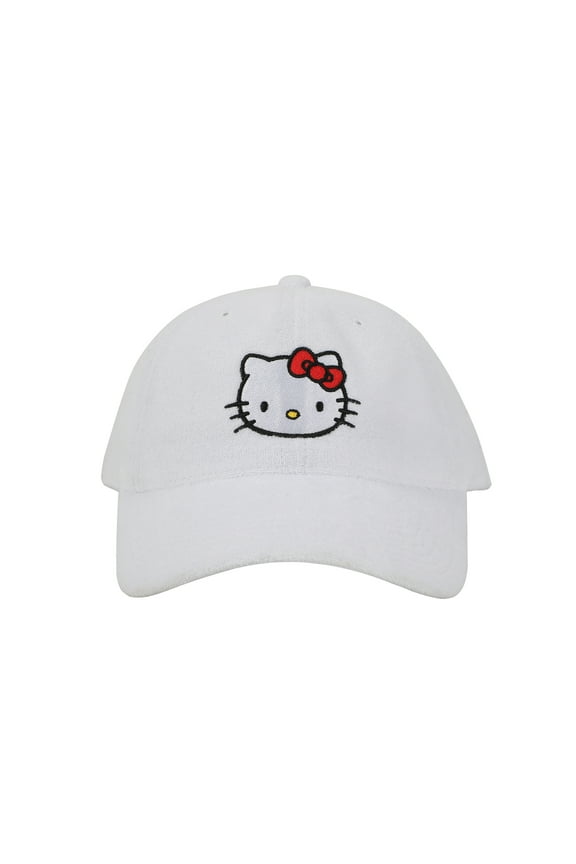 Hello Kitty Embroidered Character Head Art Adult White Baseball Cap