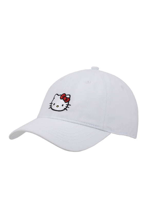 Hello Kitty Embroidered Character White Unstructured Baseball Cap