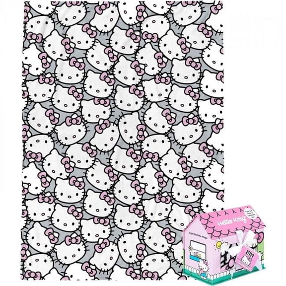 Hello Kitty Face Collage Silk Touch Throw Blanket, 46” x 60”