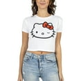 thumbnail image 1 of Hello Kitty Face Outline Crew Neck Short Sleeve Women's White Super Crop Baby Tee-XS, 1 of 4