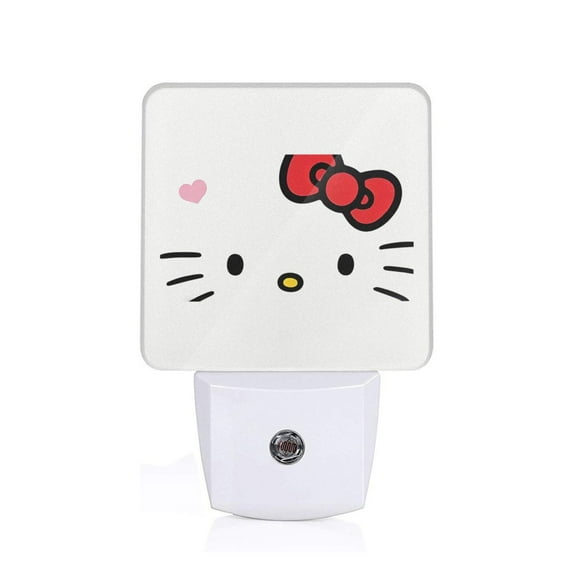 Hello Kitty Face Plug-in LED Night Light Lamp with Dusk to Dawn Sensor for Bedroom,Bathroom,Hallway,Stairways,0.5W