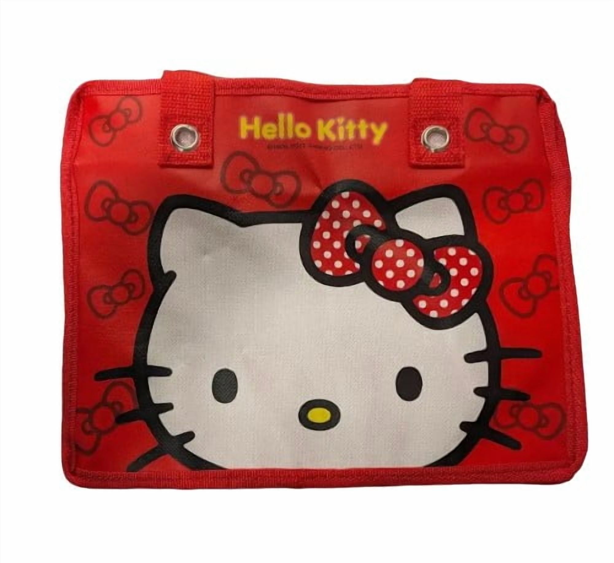 Hello Kitty Face with Polka Dots Bow Red Lunch Bag Tote Bag Handbag 11" x 9"x4.5"
