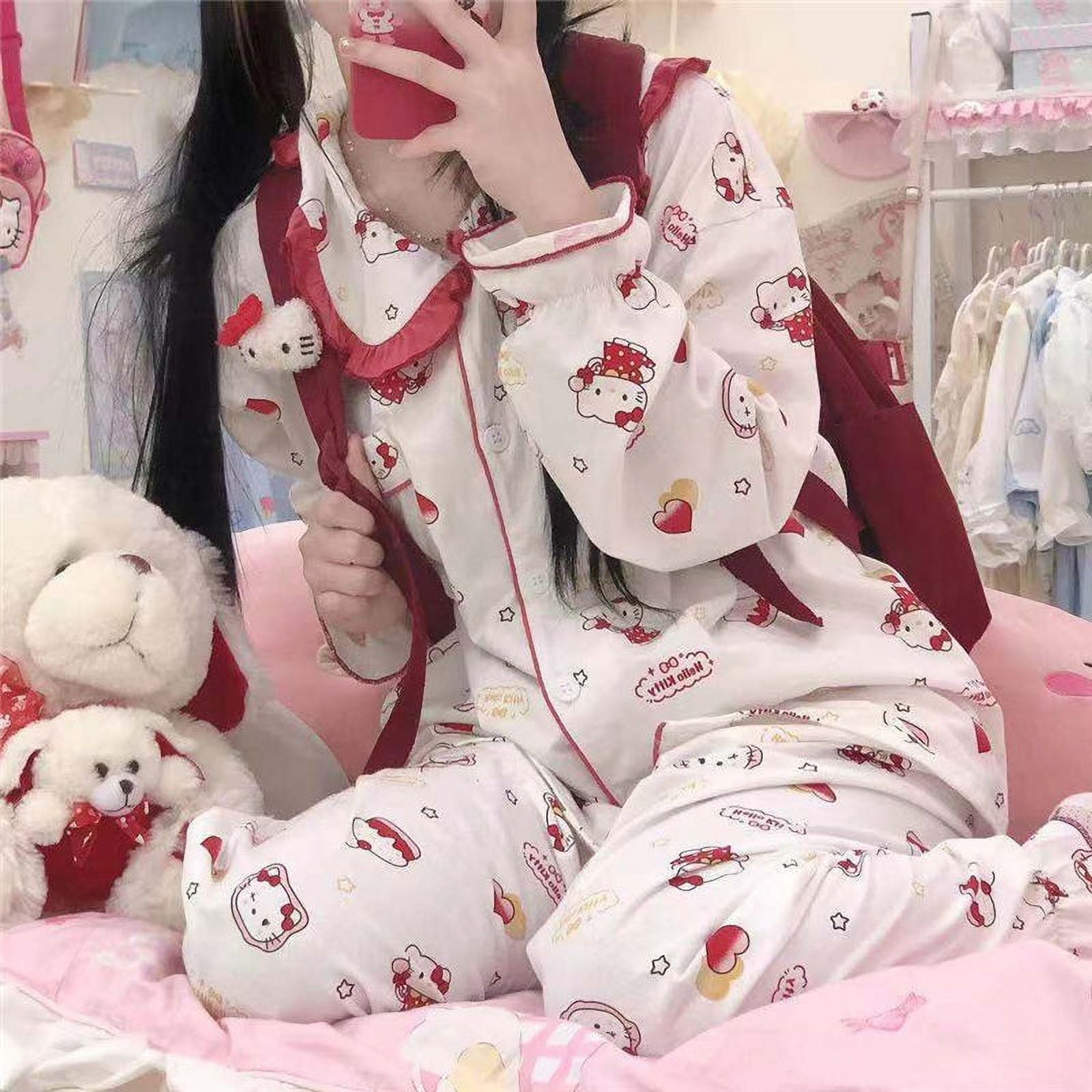 Hello Kitty Fashion Pajamas Women Cute Cartoon Sanrio Fashion