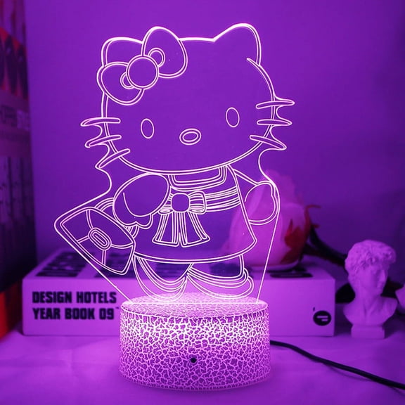 Hello Kitty Figure Led Cartoon 3D Anime Led Night Light Bedroom Atmosphere Table Lamp Little Girls Niche Senior Birthday Gift