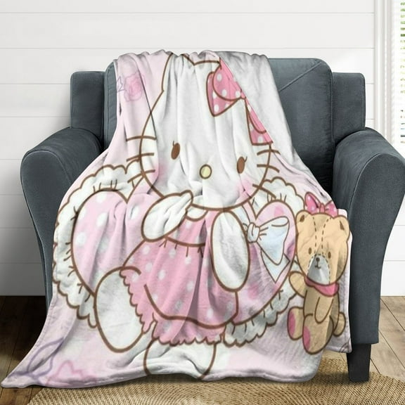Hello Kitty Flannel Blankets Soft Plush Throw Blanket Fuzzy Cozy Luxury Air Conditioner Blanket for Bedroom Sofa 30"x40"