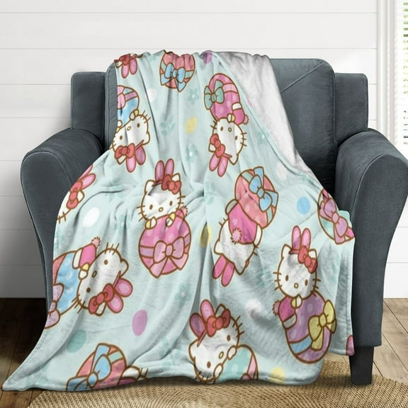 Hello Kitty Flannel Blankets Soft Plush Throw Blanket Fuzzy Cozy Luxury Air Conditioner Blanket for Bedroom Sofa 30"x40"