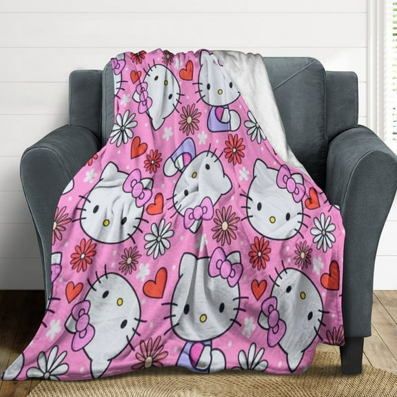 Hello Kitty Flannel Blankets Soft Plush Throw Blanket Fuzzy Cozy Luxury Air Conditioner Blanket for Bedroom Sofa 30"x40"