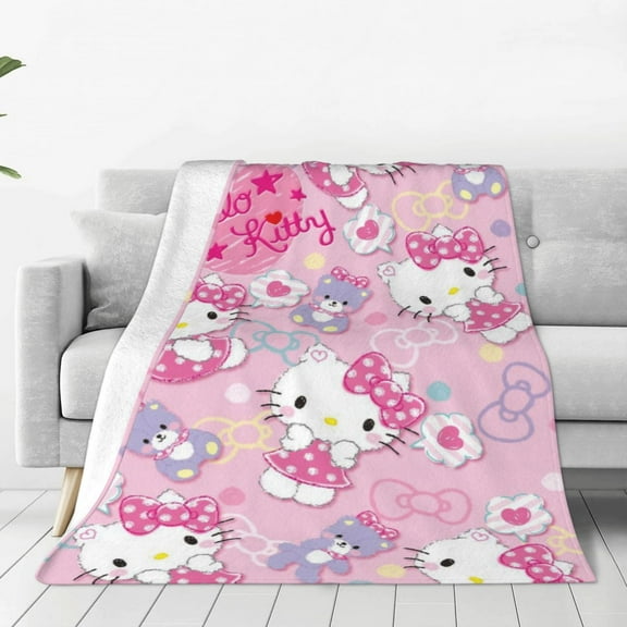 Hello Kitty Fleece Blanket Super Soft Cozy Throw Blanket 40"X30", Lightweight Fuzzy Comfy Flannel Blanket Warm Plush Throw Blankets For Couch, Sofa, Bed