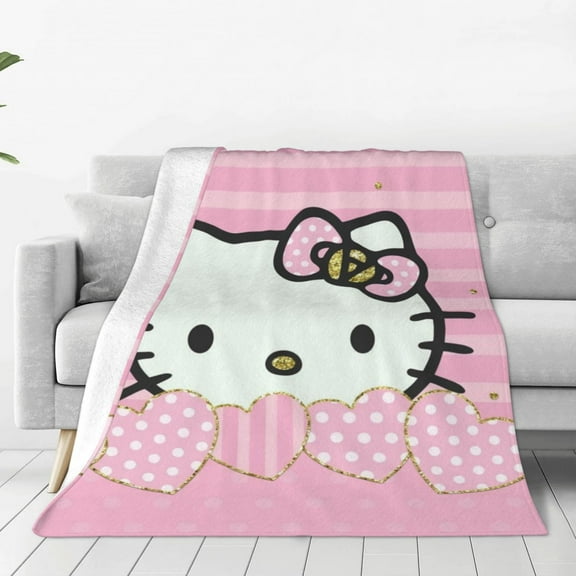 Hello Kitty Fleece Blanket Super Soft Cozy Throw Blanket 40"X30", Lightweight Fuzzy Comfy Flannel Blanket Warm Plush Throw Blankets For Couch, Sofa, Bed