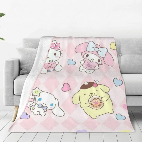 Hello Kitty Fleece Blanket Super Soft Cozy Throw Blanket 40"X30", Lightweight Fuzzy Comfy Flannel Blanket Warm Plush Throw Blankets For Couch, Sofa, Bed