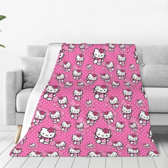 Hello Kitty Fleece Blanket Super Soft Cozy Throw Blanket 60"X50", Lightweight Fuzzy Comfy Flannel Blanket Warm Plush Throw Blankets For Couch, Sofa, Bed
