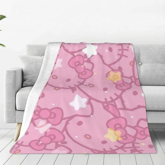 Hello Kitty Fleece Blanket Super Soft Cozy Throw Blanket 80"X60", Lightweight Fuzzy Comfy Flannel Blanket Warm Plush Throw Blankets For Couch, Sofa, Bed