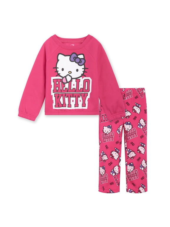 Little Girls' Fleece Sweatshirt and Pants Set Fuchsia Purple