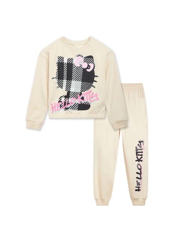 Fleece Boxy Sweatshirt Crop Top and Jogger Pants Outfit Set Toddler to Big Kid