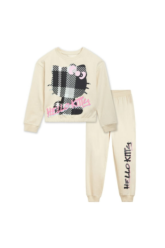 Fleece Boxy Sweatshirt Crop Top and Jogger Pants Outfit Set Toddler to Big Kid