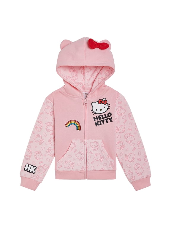 Little Girls' Hooded Ears Fleece Zip-Up Hoodie Pink