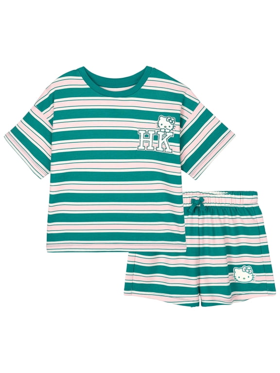Fleece Drop Shoulder T-Shirt and Shorts Outfit Set Toddler to Big Kid