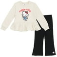 thumbnail image 1 of Hello Kitty Fleece Pullover Peplum Sweatshirt and Ribbed Flare Leggings Outfit Set Toddler to Big Kid, 1 of 3