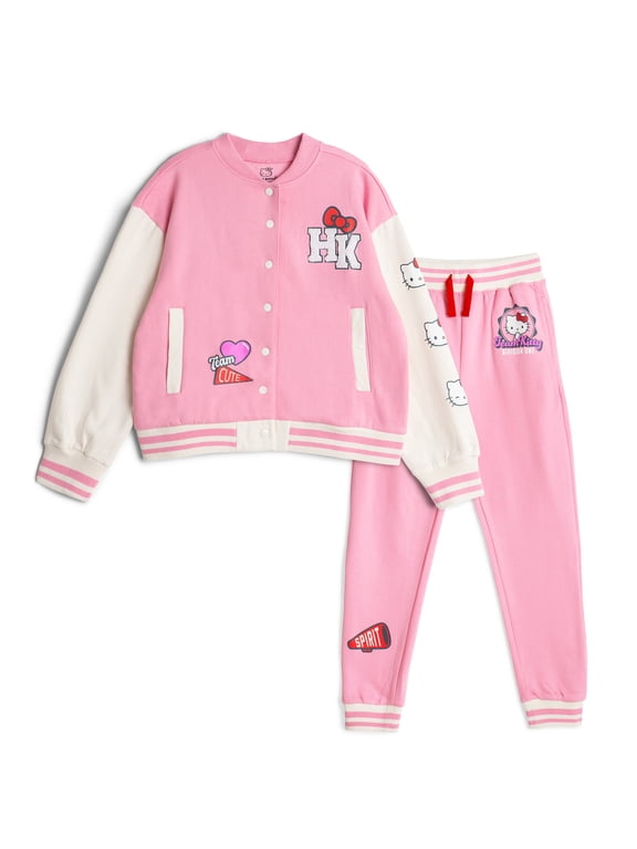 Fleece Varsity Bomber Jacket and Jogger Pants Outfit Set Toddler to Big Kid