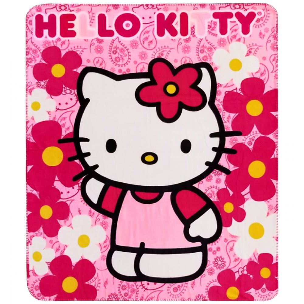 Hello Kitty Flower Pink Throw Fleece Blanket 70332