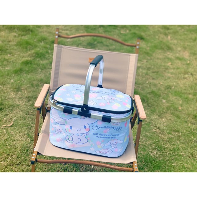 Hello Kitty Folding Picnic Basket Sanrio Kuromi Anime Outdoor Portable