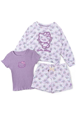 French Terry Drop Shoulder Pullover Sweatshirt, Ribbed T-Shirt and Shorts 3 Piece Outfit Set Toddler to Big Kid