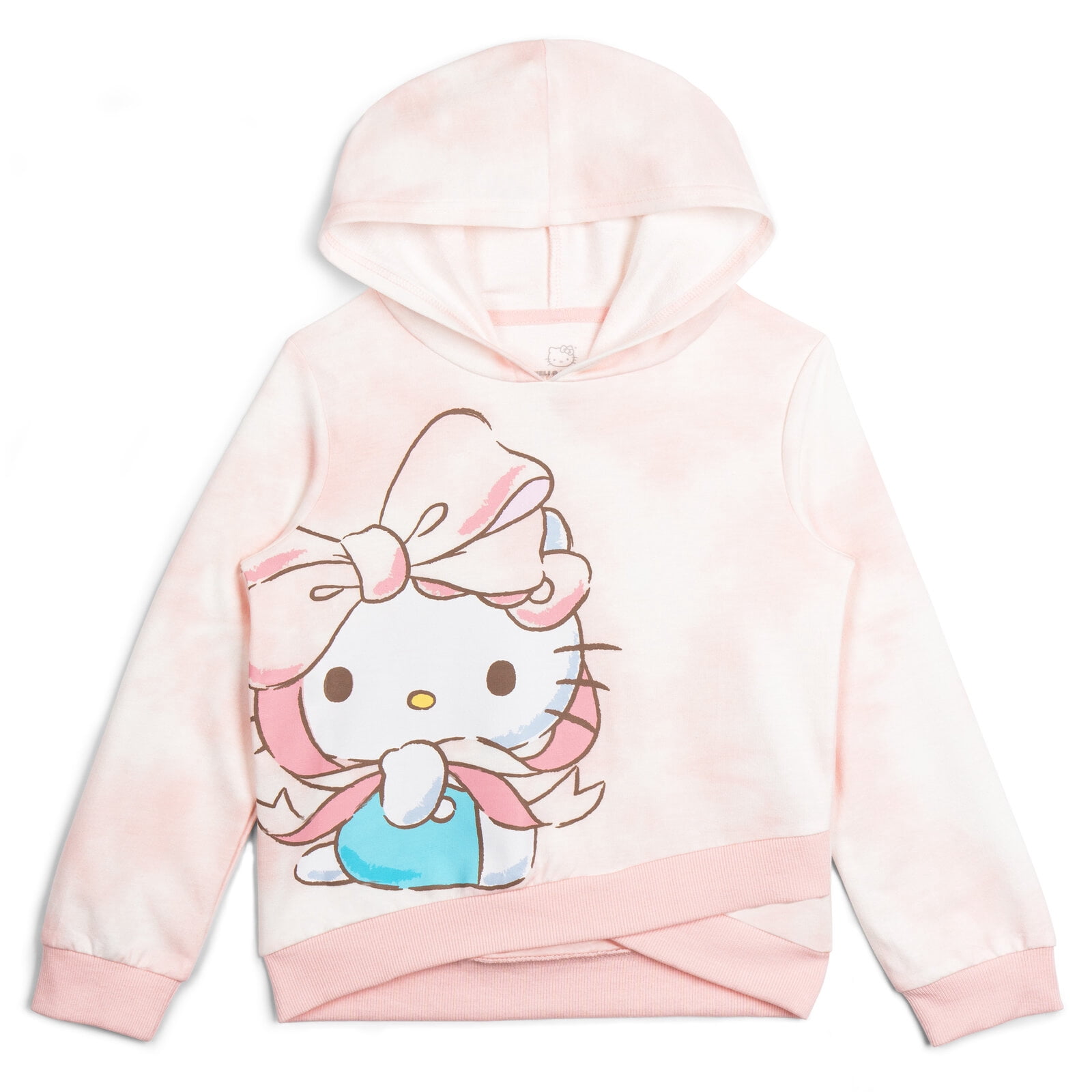 Hello Kitty French Terry Pullover Crossover Hoodie Tie Dye Toddler to Big Kid