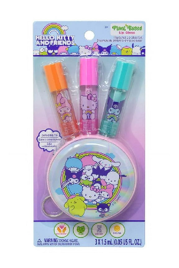 Hello Kitty & Friends 3pk Lip Balm w/ Tin Coin Purse