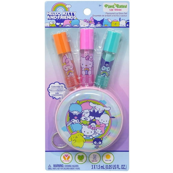 Hello Kitty & Friends 3pk Lip Balm with Tin Coin Purse on Card