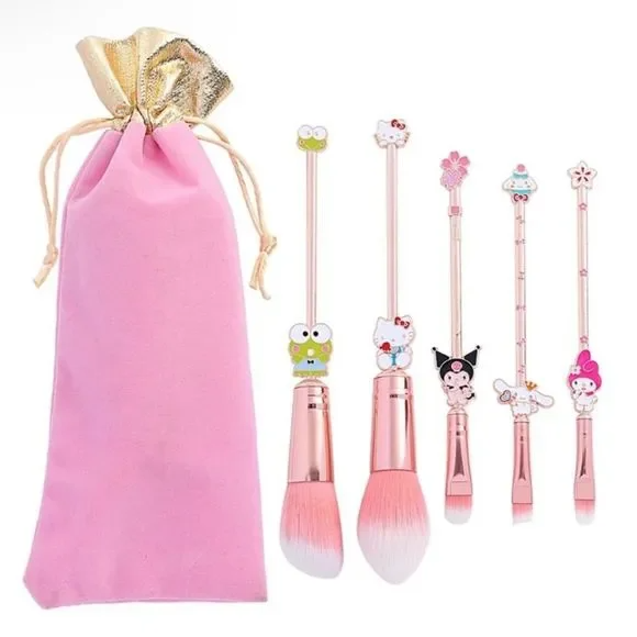 Hello Kitty & Friends 5Piece Premium Deluxe Makeup Brush Set with Bag