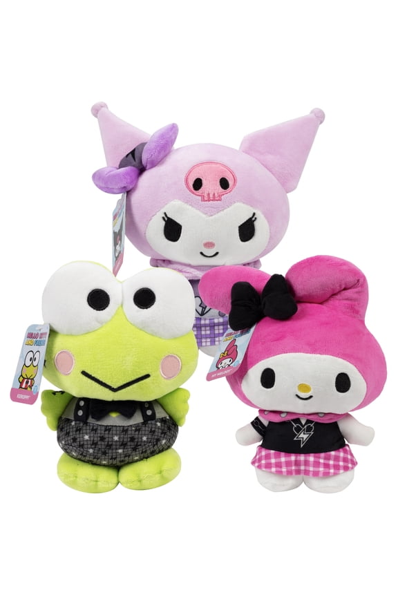 Hello Kitty and Friends 8" Punks Plush 3-Pack - Keroppi, My Melody, and Kuromi - Punks Edition - Officially Licensed 2026 Jazwares Stuffed Animals- Great Gift for Kids, Girls & Boys