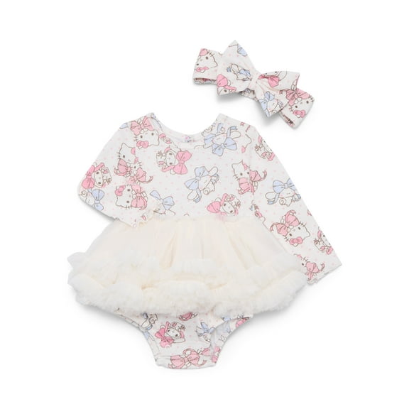 Hello Kitty and Friends Baby Girls Tutu Bodysuit and Matching Headband, 2 Piece, Sizes Newborn-24M