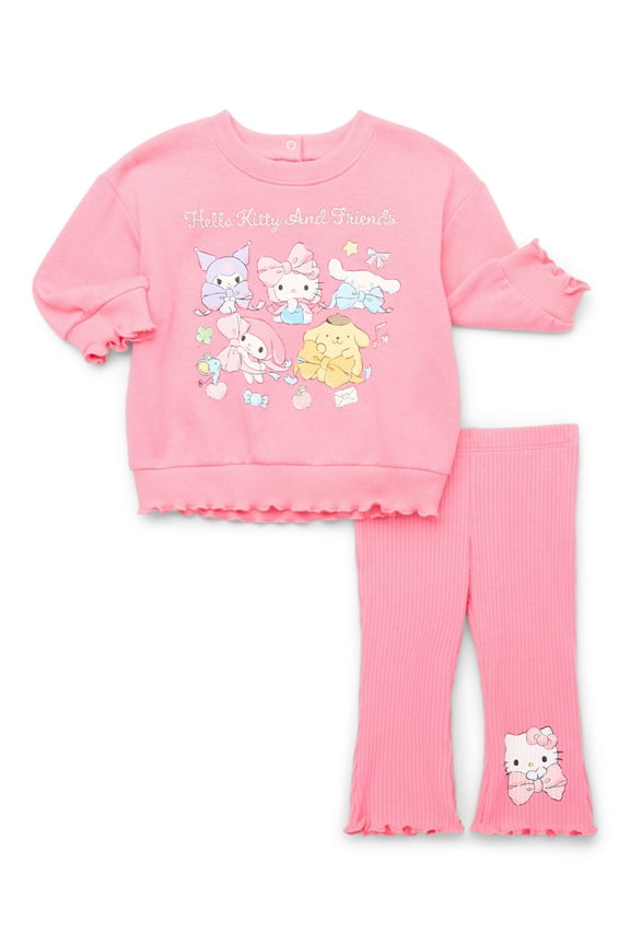 Hello Kitty and Friends Baby Girls Graphic Sweatshirt and Flared Leggings Set, 2-Piece, Sizes 0M-24M