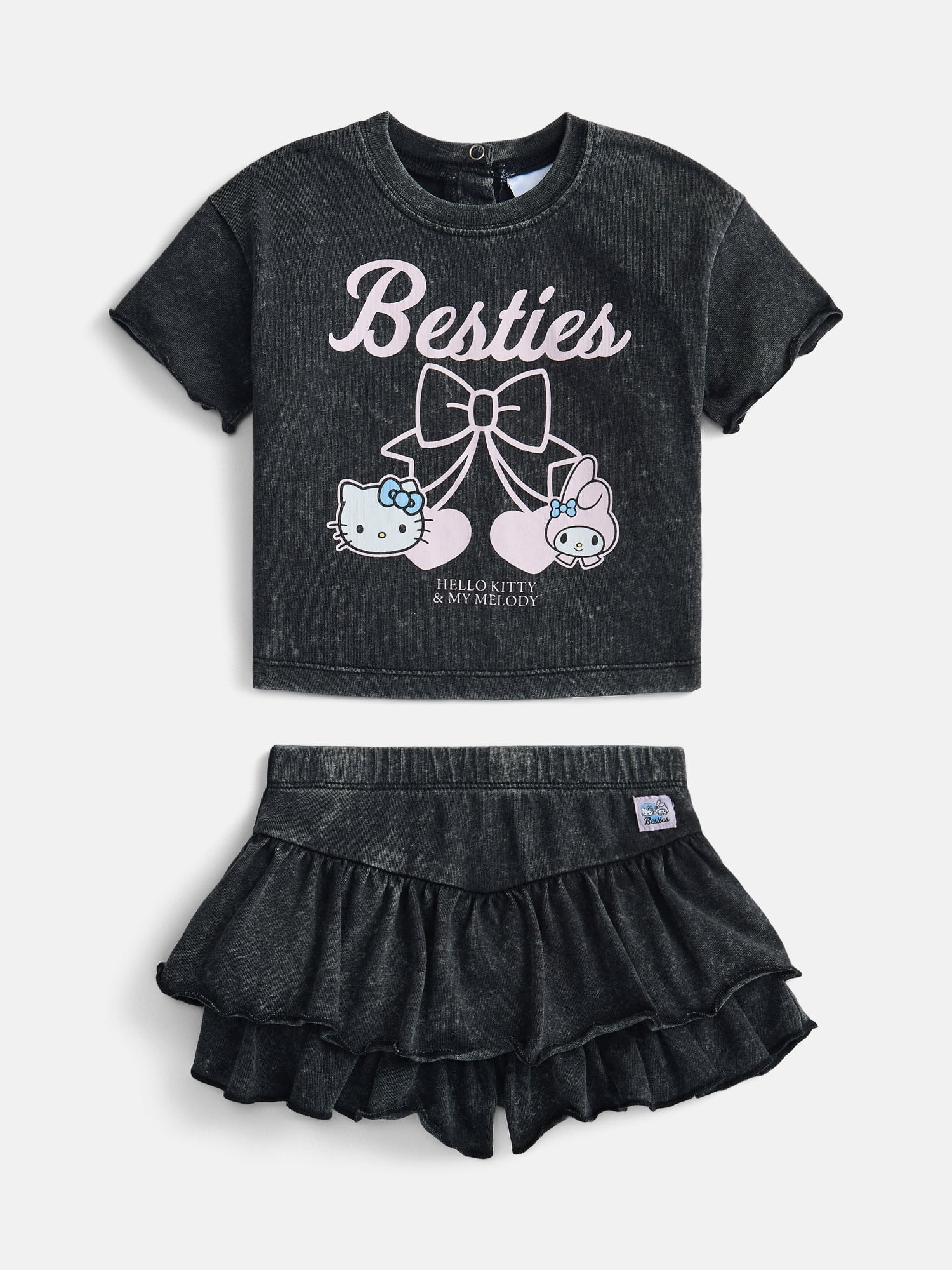 Hello Kitty and Friends Baby Girls Mineral Wash Graphic Tee and Skort Set, 2-Piece, Sizes 0/3M-6/9M