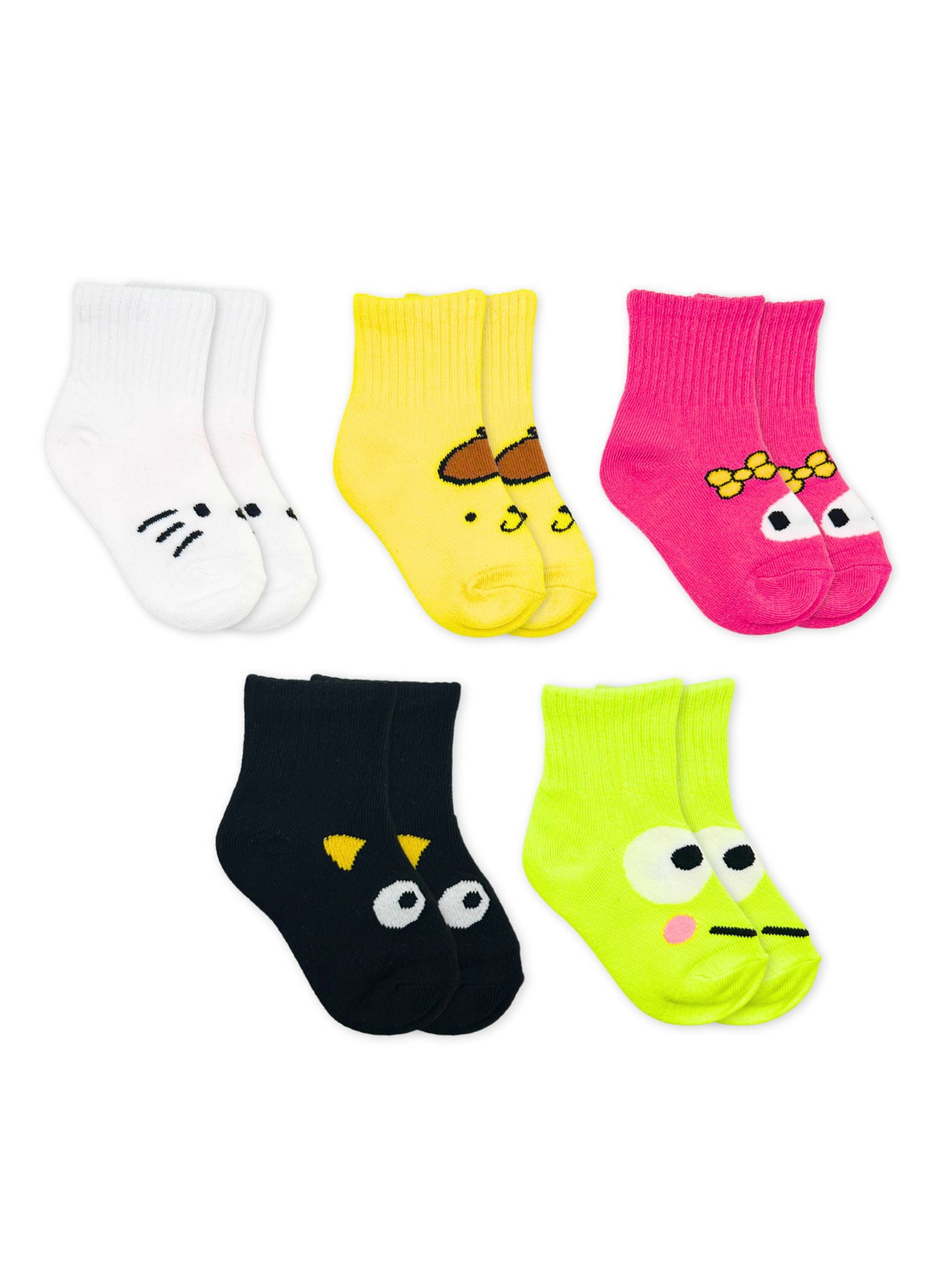 & Friends Baby and Toddler Girl Mid-Crew Socks, 5-Pack, Sizes 12M-4T