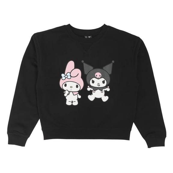 Hello Kitty & Friends Besties Women's Black Crew Neck Long Sleeve Sweatshirt-Large