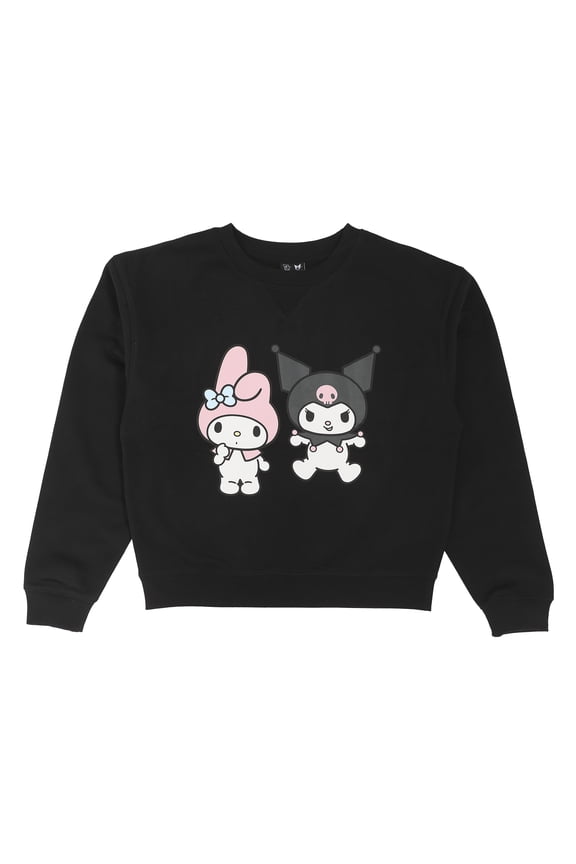 Hello Kitty & Friends Besties Women's Black Crew Neck Long Sleeve Sweatshirt-XL