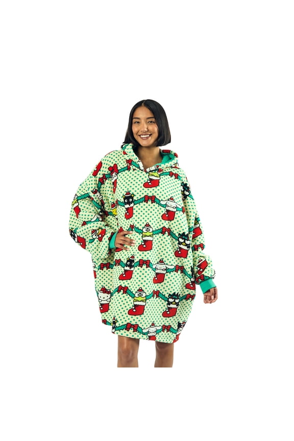 Hello Kitty & Friends Christmas Character Stockings Green Hoodie Wearable BlanketOSFA