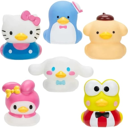 Hello Kitty and Friends Duckz 6-Pack - Rubber Duck Toys - Officially Licensed Sanrio - Hello Kitty, Keroppi, Pompompurin, My Melody, Cinnamoroll, Tuxedosam - Gift for Kids